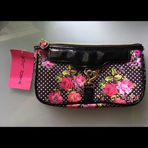 Betsey Johnson Flower Power Polka Dot with heart clasp handbag NWT